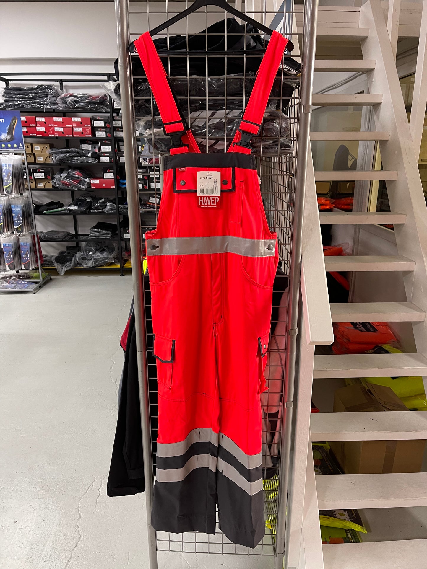 HAVEP TUINBROEK HIGH VIS 2074 ROOD/CHARCOAL GRIJS