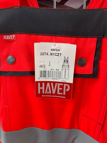 HAVEP TUINBROEK HIGH VIS 2074 ROOD/CHARCOAL GRIJS