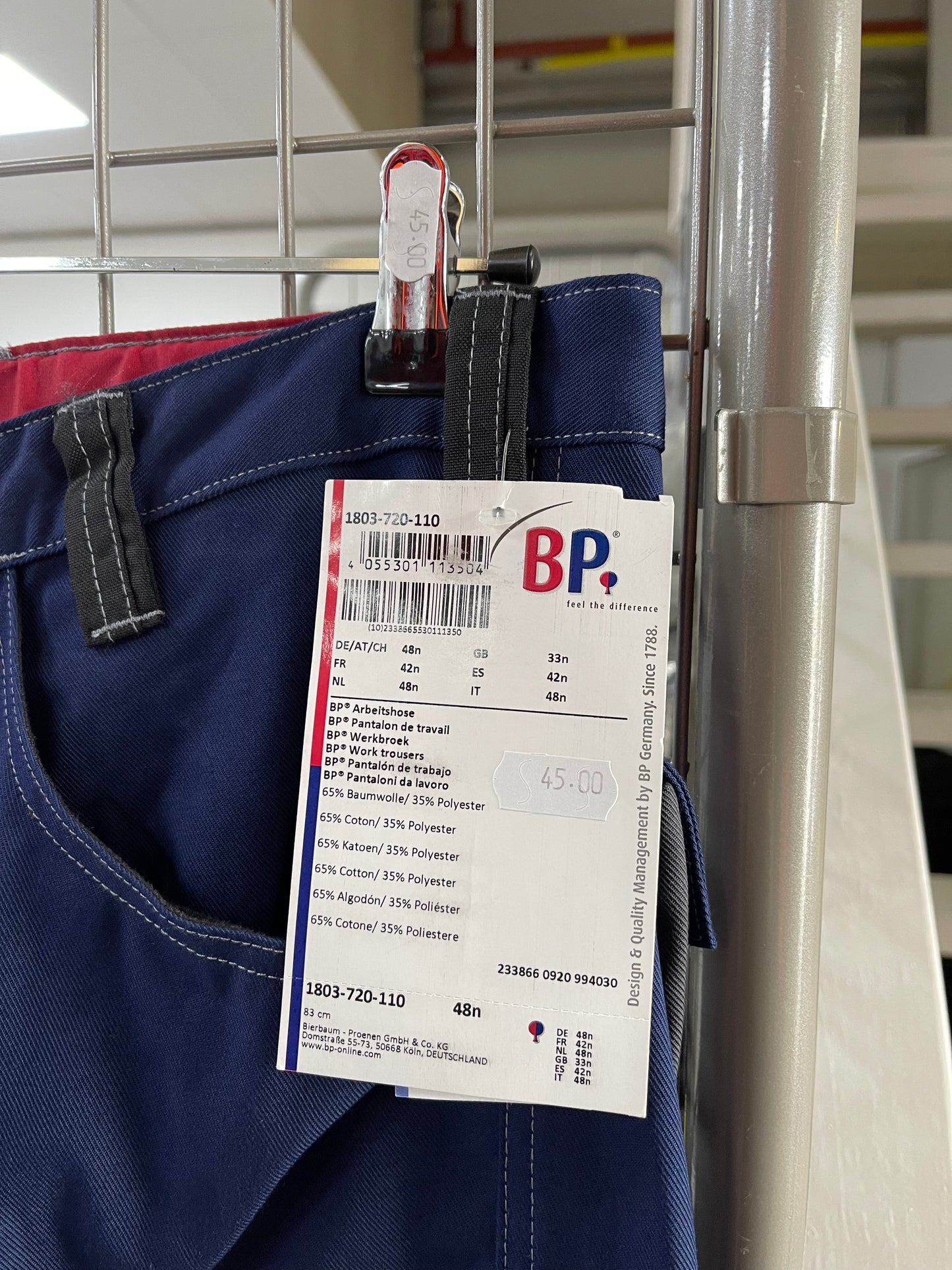 Bp werkbroek met kniezakken blauw