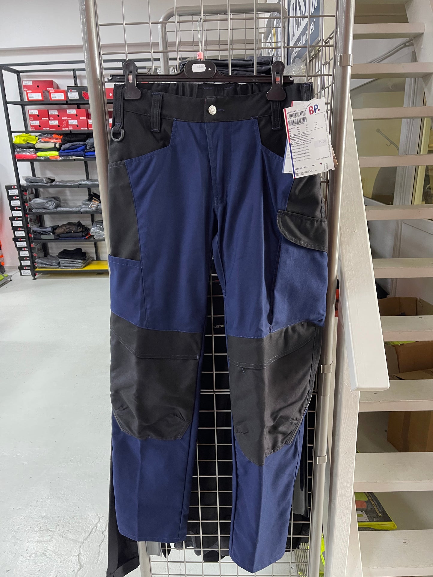 Bp werkbroek met kniezakken blauw/zwart