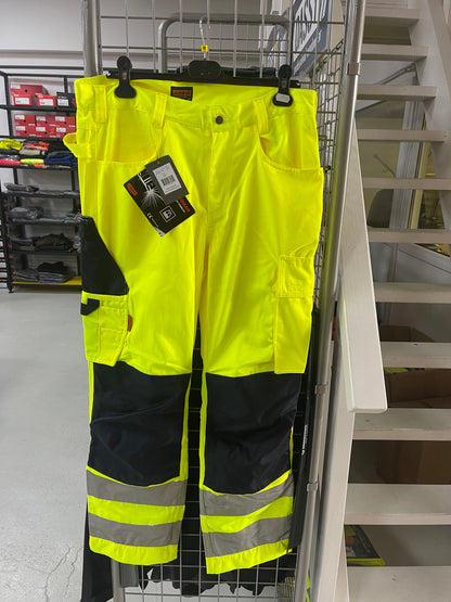 Jobman werkbroek met kniezakken geel/blauw