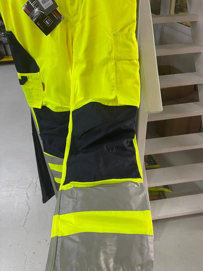 Jobman werkbroek met kniezakken geel/blauw