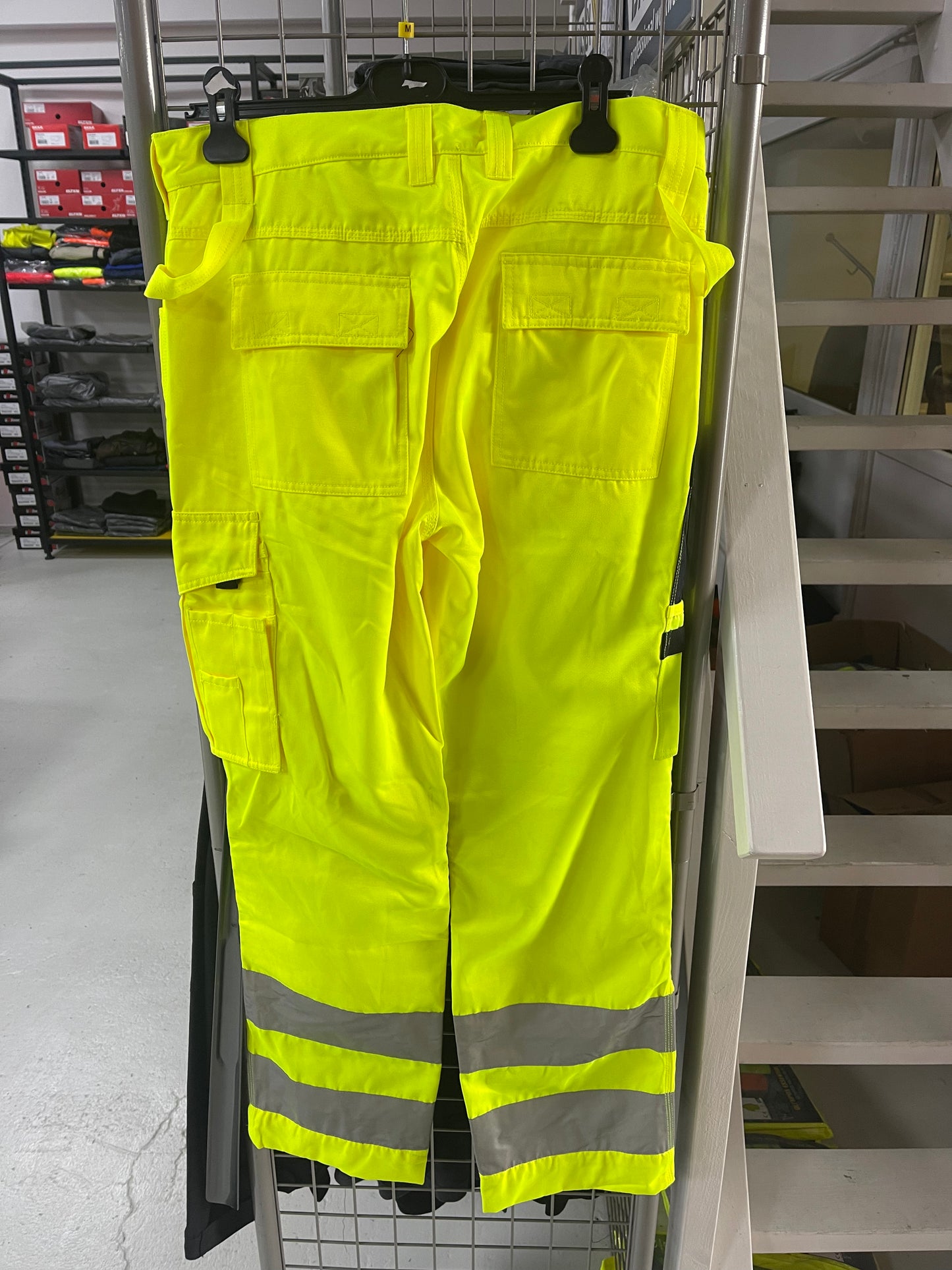 Jobman werkbroek met kniezakken geel/blauw