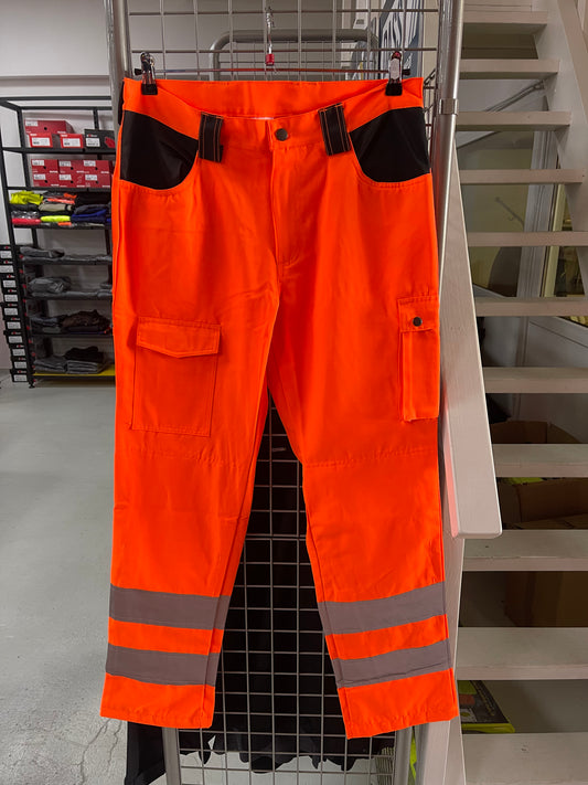 Oranje werkbroek met kniezakken