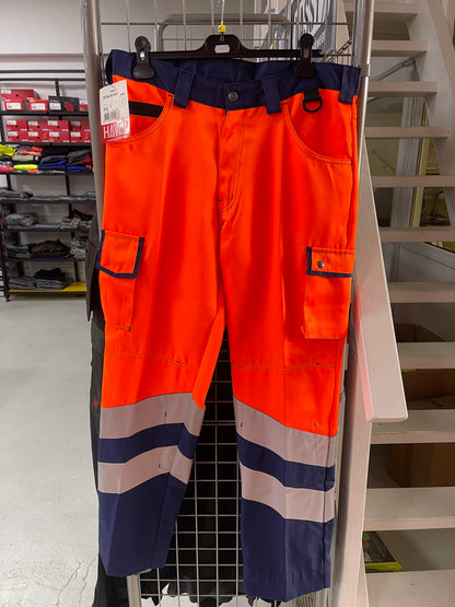 Havep werkbroek oranje/blauw met kniezakken