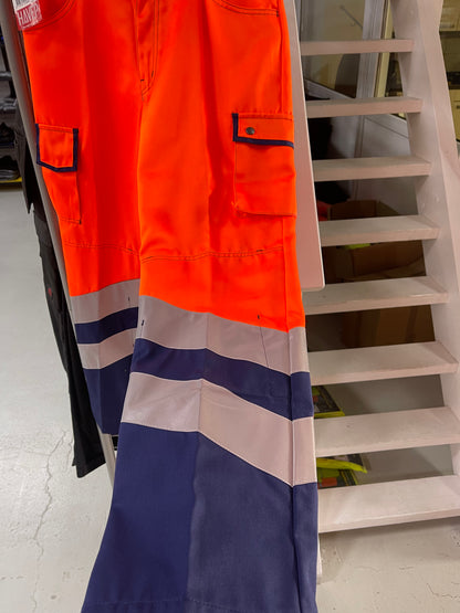 Havep werkbroek oranje/blauw met kniezakken