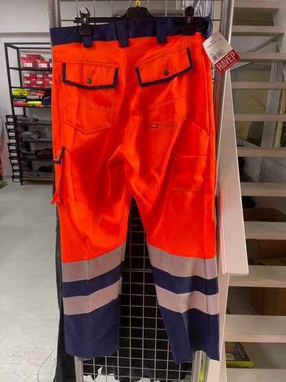 Havep werkbroek oranje/blauw met kniezakken