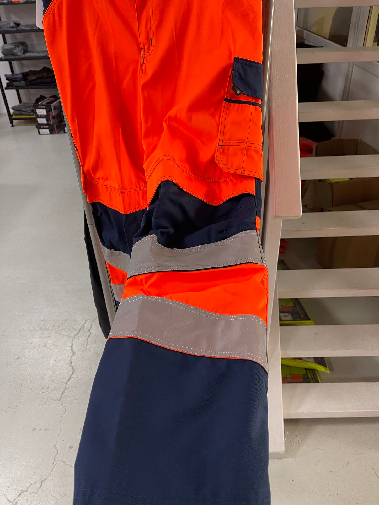 Havep werkbroek oranje/blauw met kniezakken