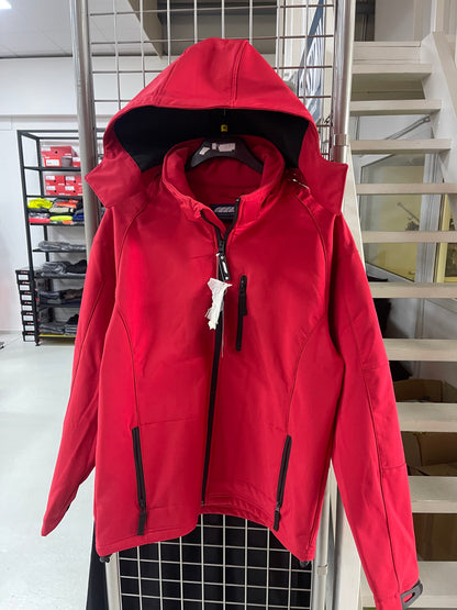 Rood softshell met capuchon 🧢