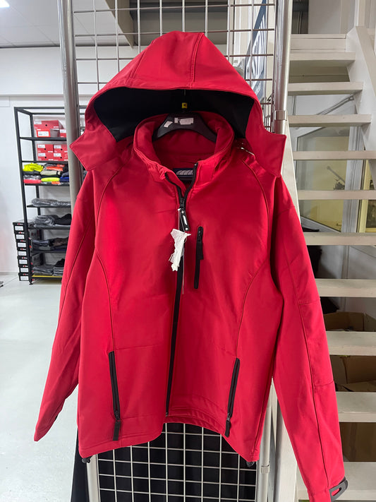 Rood softshell met capuchon 🧢