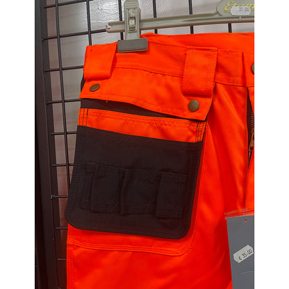 Modyf werkbroek met toolpockets en kniezakken high visibility oranje