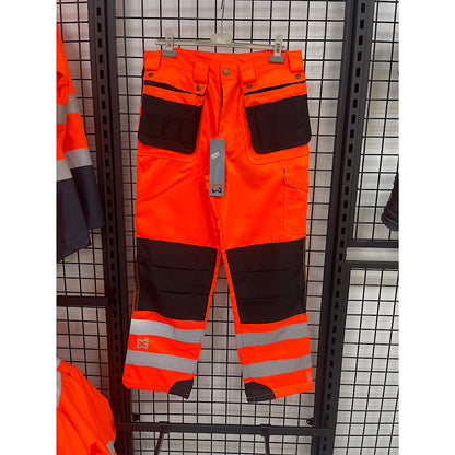 Modyf werkbroek met toolpockets en kniezakken high visibility oranje